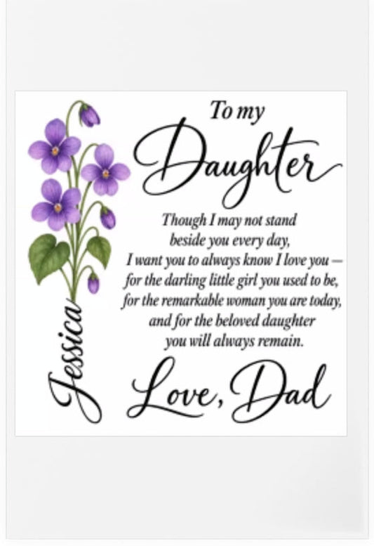 Personalized Daughter Birth Flower Keepsake From Dad