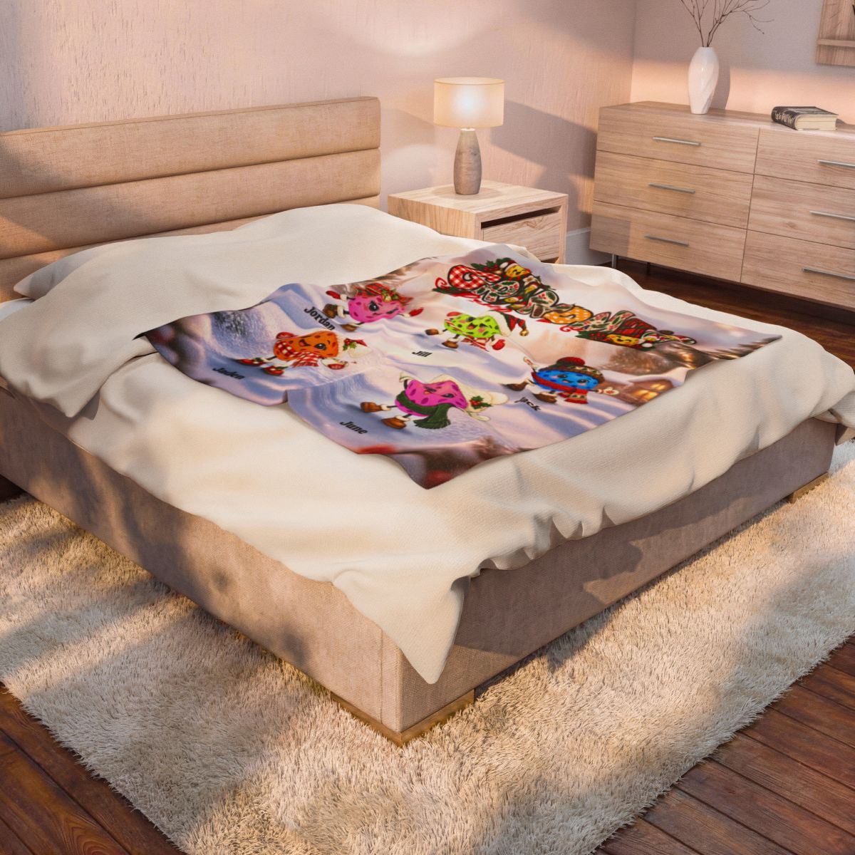 Grandma Little Xmas Dinks Personalized Pickleball Themed Velveteen Plush Blanket