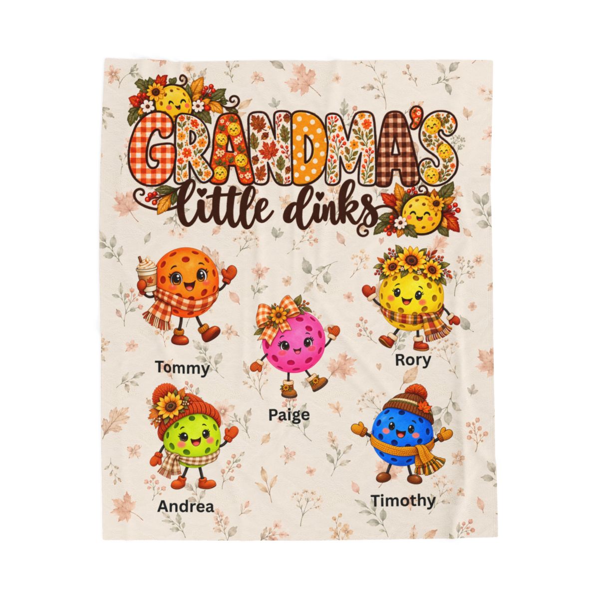 Personalized Grandma’s Little Dinks Fall Blanket, Grandkids Names On Velveteen Plush Blanket